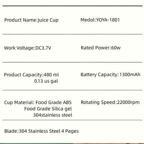 Fruit Juicer Blender Juice Cup Mini Electric USB Portable Rechargeable Travel High Quality 480ml 4 Blades EasyOptionXY LLC