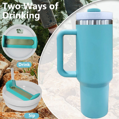 40oz V2 large capacity tumbler,  With Handle And Straw Lid, Insulated Reusable Stainless Steel Water Bottles Travel Mug Coffee Cup car cup water cup For Men Women Outdoor Camping Driving, gift EasyOptionXY LLC