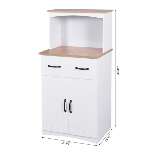 Wooden Kitchen Cabinet White Pantry Storage Microwave Cabinet with Storage Drawer EasyOptionXY LLC