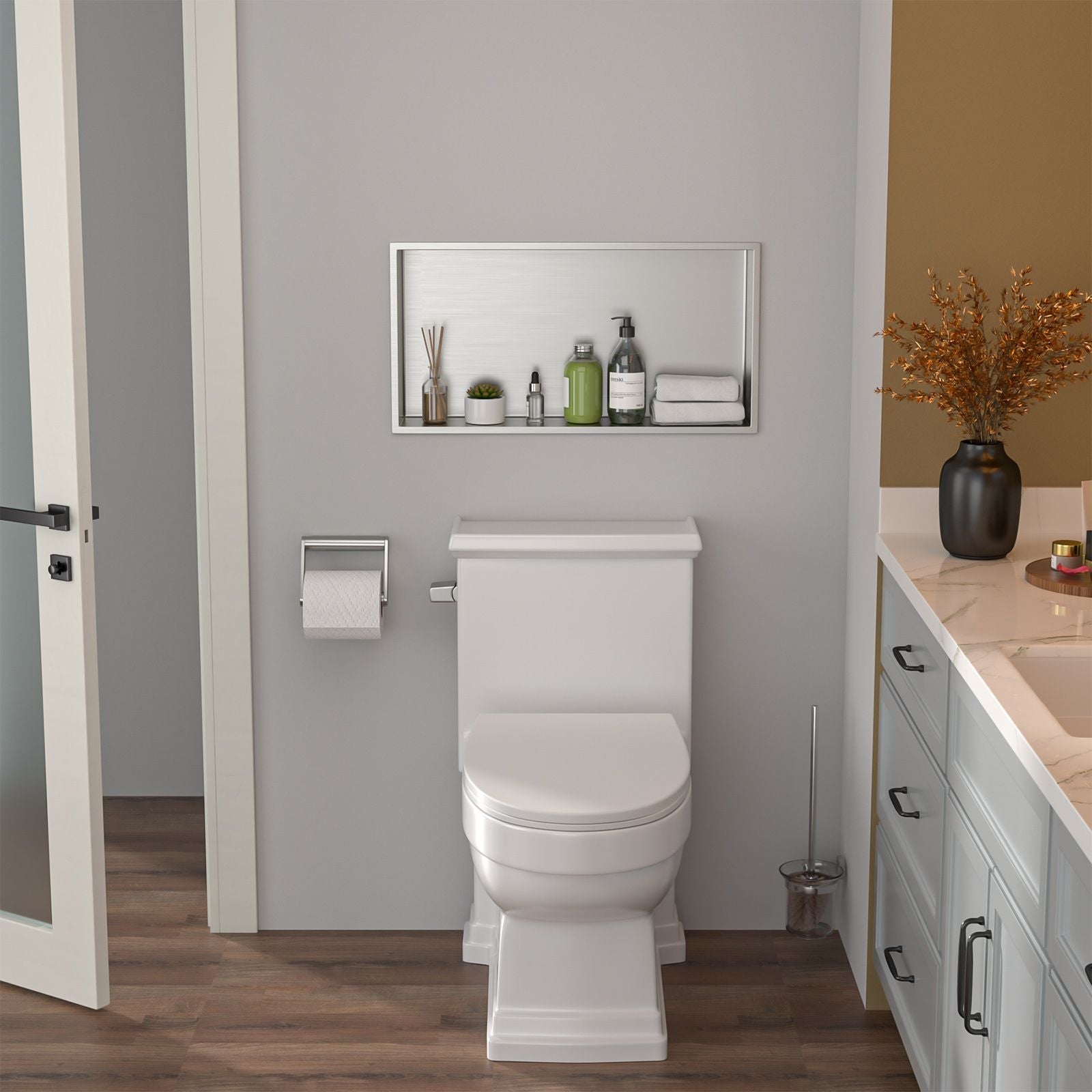 Brushed Stainless Steel Wall Shower  Niche , Double Recessed Shower Shelf for Bathroom EasyOptionXY LLC