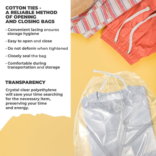 Clear Drawstring Bag, 6 x 10 Inches. Pack of 50 Clear Plastic Drawstring Bags. 2 Mil Drawstring Clear Plastic Bags. Waterproof Clear Plastic Bags Drawstring for Cosmetics, Toiletries EasyOptionXY LLC