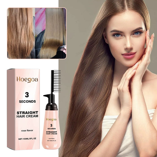 Hoegoa Rose Smoothing Smoothing Hair Straightener Smooth hair without tying, repair dry hair, split ends, Light Moisturizing hair EasyOptionXY LLC