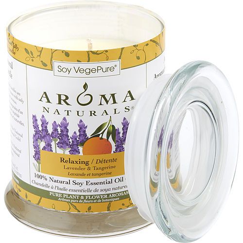 RELAXING AROMATHERAPY by Relaxing Aromatherapy ONE 3.7x4.5 inch MEDIUM GLASS PILLAR SOY AROMATHERAPY CANDLE.COMBINES THE ESSENTIAL OILS OF LAVENDER AND TANGERINE TO CREATE A FRAGRANCE EasyOptionXY LLC