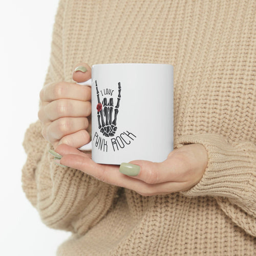 I Love Punk Rock Skeleton Hand Mug EasyOptionXY LLC