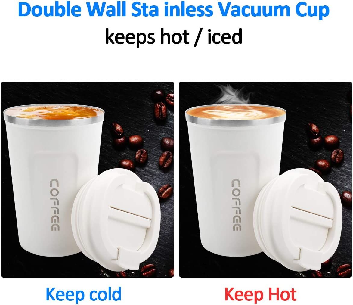 12 oz Stainless Steel Vacuum Insulated Tumbler - Coffee Travel Mug Spill Proof with Lid - T hermos Cup for Keep Hot/Ice Coffee; Tea and Beer EasyOptionXY LLC