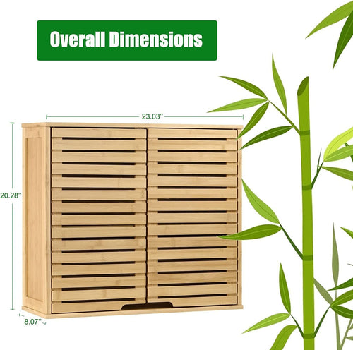 2 Tier Bathroom Wall Cabinet with Adjustable Shelf;  Double Door Cabinet for Bathroom EasyOptionXY LLC