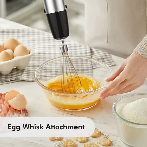 KOIOS 1000W Immersion Hand Blender, Multifunctional 5-in-1 Handheld Blender, 12-Speeds, Stainless Steel blender shaft, includes 600ml Mixing Beaker, 500ml Chopper, Whisk Attachment and Milk Frother EasyOptionXY LLC