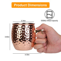 4Pcs Moscow Mule Mugs 18OZ Copper Plating Cocktail Cup Set With Straws Stainless Steel Lining Hammered Cups For Wine Beer Cocktail Cold Drinks EasyOptionXY LLC