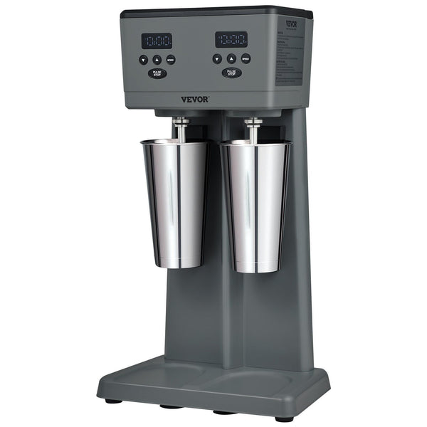 VEVOR Milkshake Maker, 375W x 2 Electric Milkshake Machine, Commercial Double Heads Drink Mixer Blender, LED Intelligent Microswitch, 3-Speed Milkshake Mixer with 2 x 820 ml Stainless Steel Cups EasyOptionXY LLC