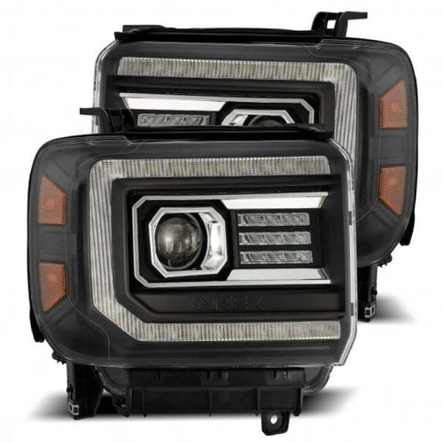 AlphaRex 14-18 GMC Sierra PRO-Series Halogen Projector Headlights Black OffRoadUSA.com