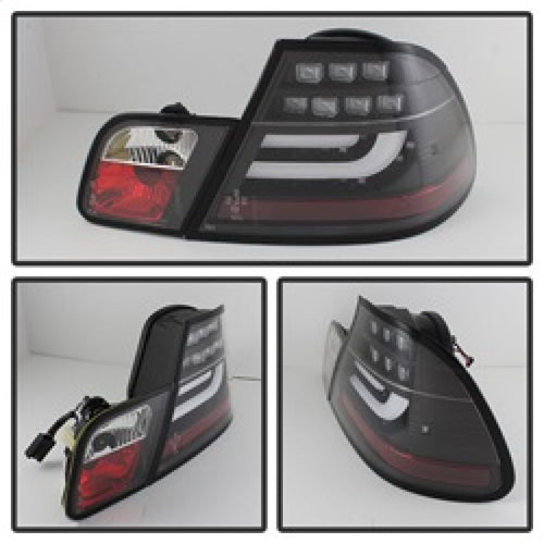 Spyder 04-06 BMW E46 2Dr (Coupe ONLY No Conv.) Lgtbar Styl LED Tail Lghts Blk ALT-YD-BE4604-LBLED-BK OffRoadUSA.com