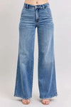 Judy Blue Raw Hem Wide Leg Jeans HTO Apparel