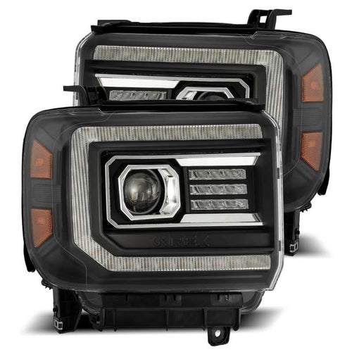 AlphaRex 14-18 GMC Sierra LUXX-Series LED Projector Headlights Black OffRoadUSA.com