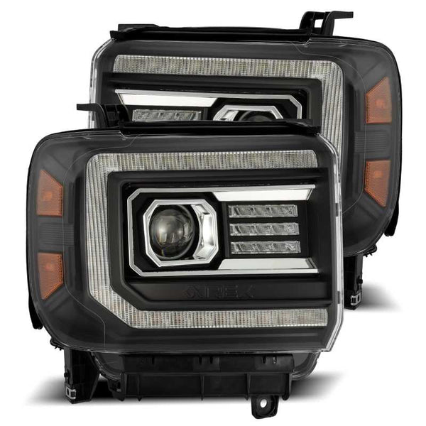 AlphaRex 14-18 GMC Sierra LUXX-Series LED Projector Headlights Black OffRoadUSA.com