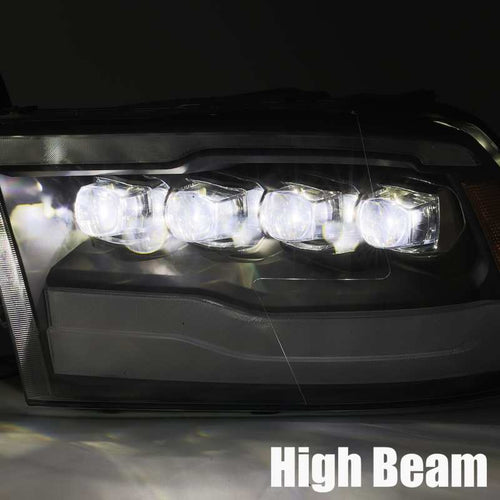 AlphaRex 09-18 Ram Truck NOVA-Series LED Projector Headlights Alpha-Black OffRoadUSA.com
