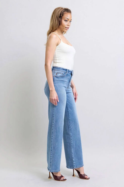 Judy Blue Full Size Wide Leg Jeans with Pockets HTO Apparel