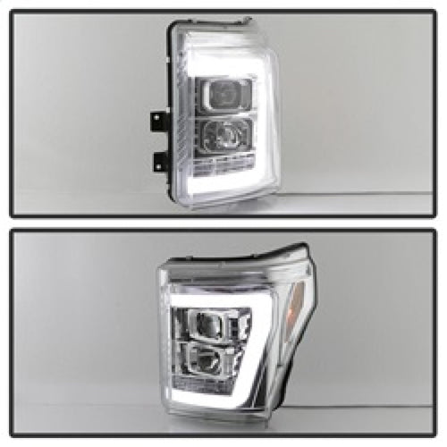 Spyder 11-16 Ford F-250/F-350 V2 Projector Headlights - Light Bar DRL - Chrome PRO-YD-FS11V2-LB-C OffRoadUSA.com