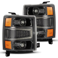 AlphaRex 14-15 Chevrolet Silverado LUXX-Series LED Projector Headlights Alpha-Black OffRoadUSA.com