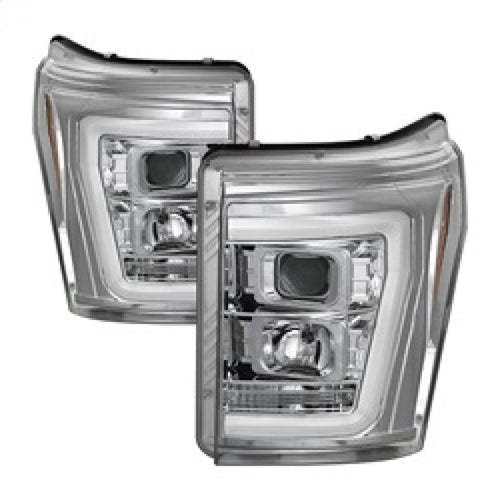 Spyder 11-16 Ford F-250/F-350 V2 Projector Headlights - Light Bar DRL - Chrome PRO-YD-FS11V2-LB-C OffRoadUSA.com