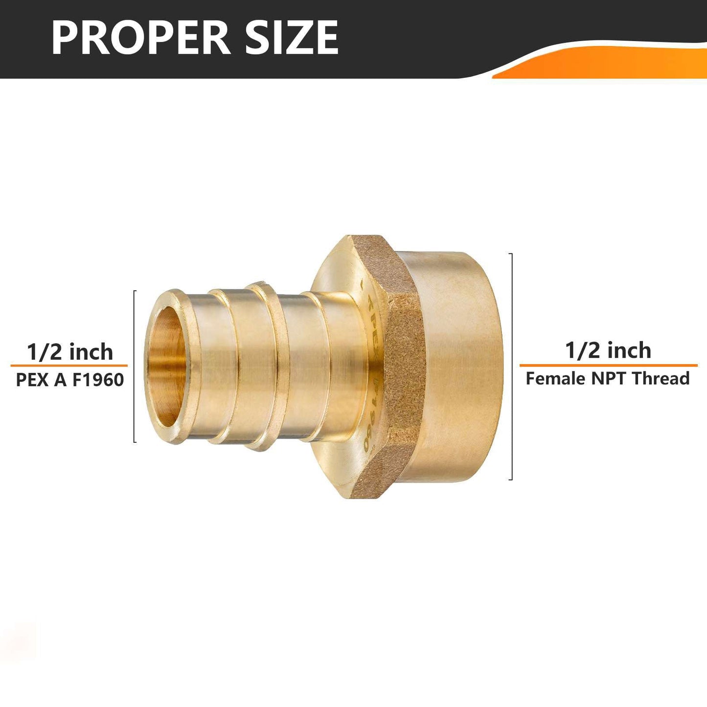 PEX A Expansion 1/2" PEX x 1/2" Female Threaded F1960 Adapter (Lead Free)