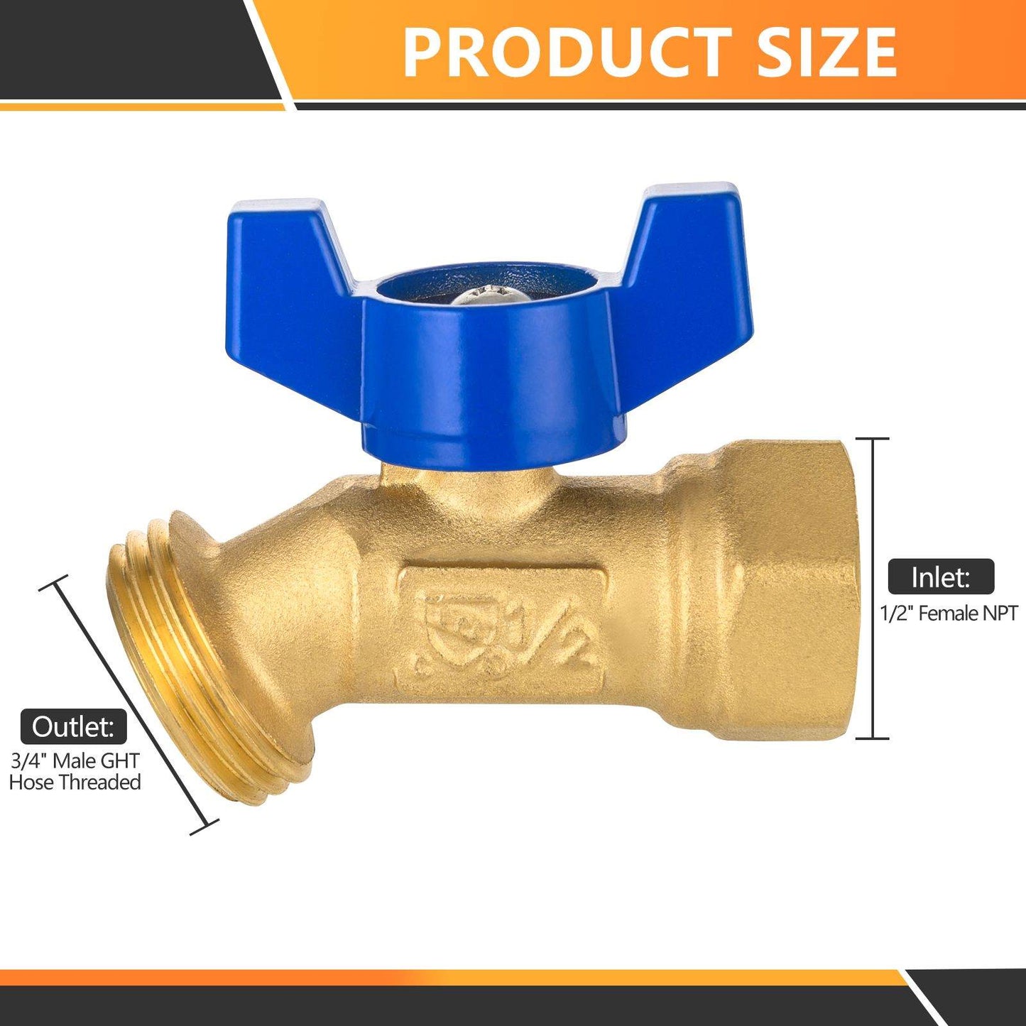 10 Pcs 1/2" FNPT X 3/4" GHT Spigot, Hose Bibb Valve