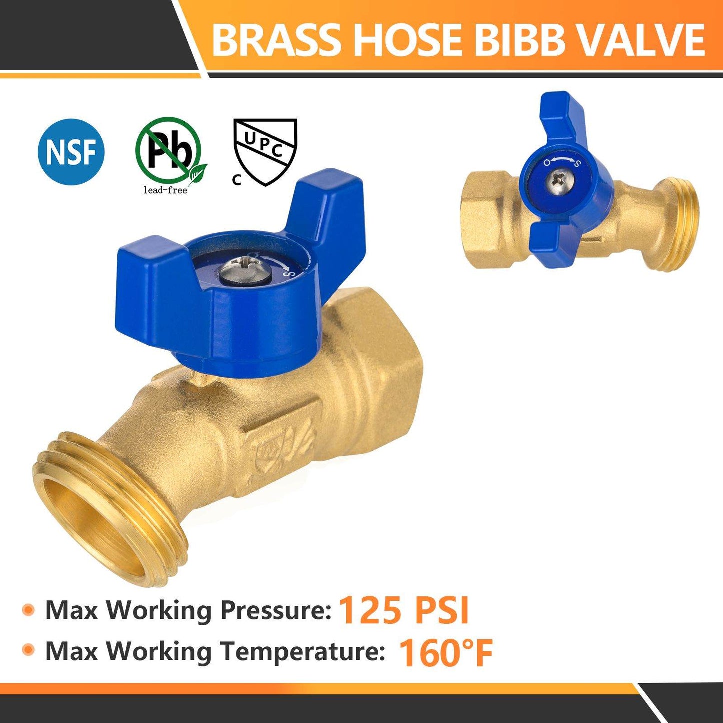 10 Pcs 1/2" FNPT X 3/4" GHT Spigot, Hose Bibb Valve