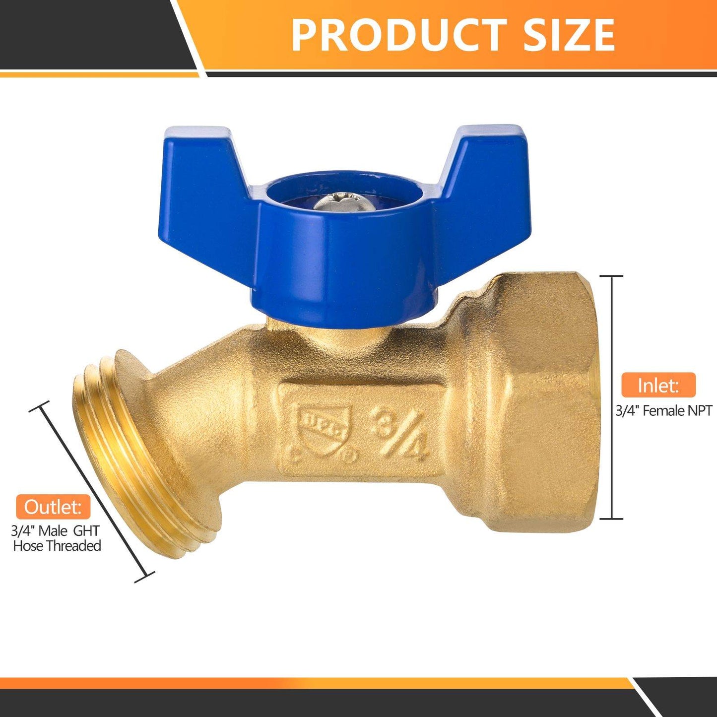 10 Pcs 1/2" MNPT X 3/4" GHT Spigot, Hose Bibb Valve