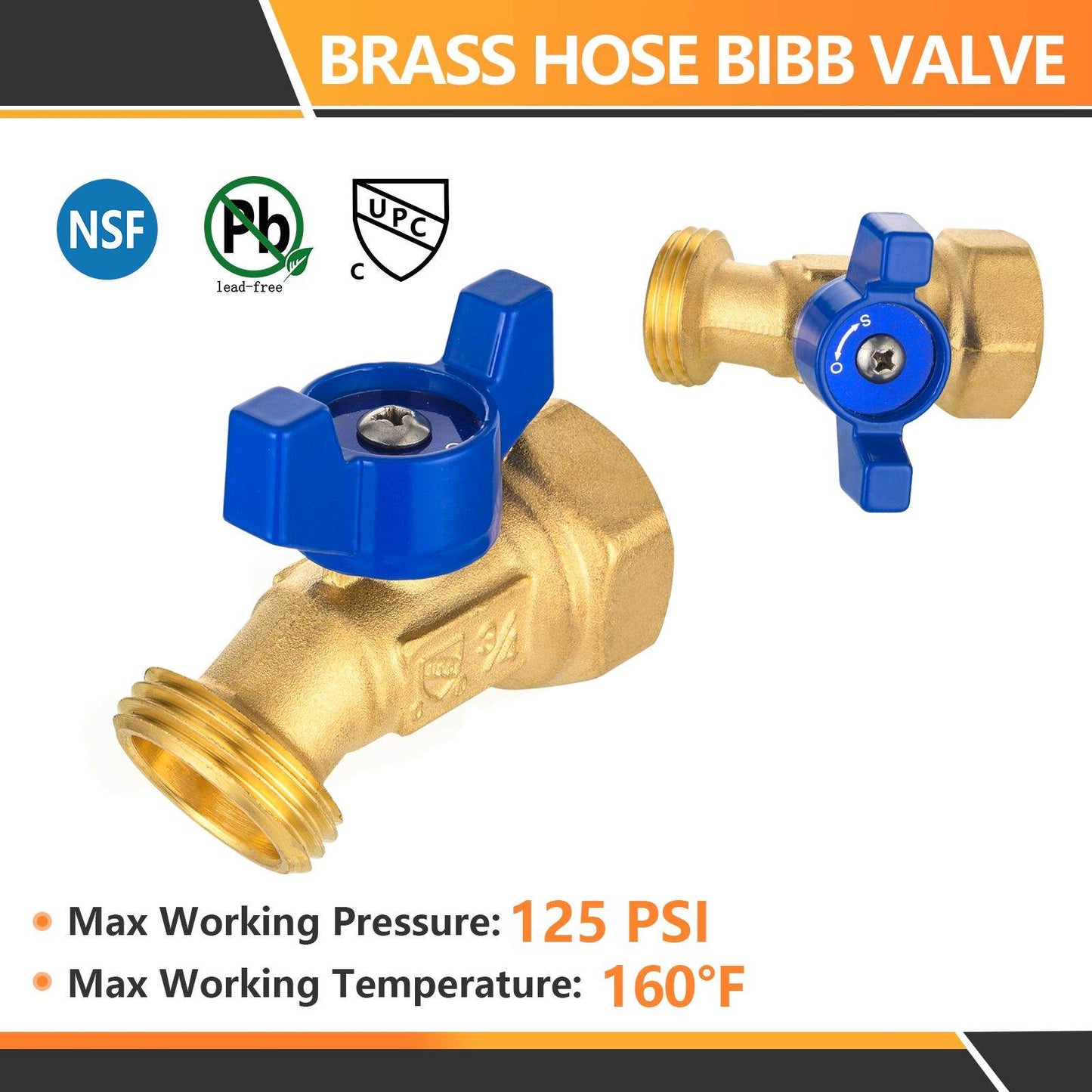 10 Pcs 1/2" MNPT X 3/4" GHT Spigot, Hose Bibb Valve