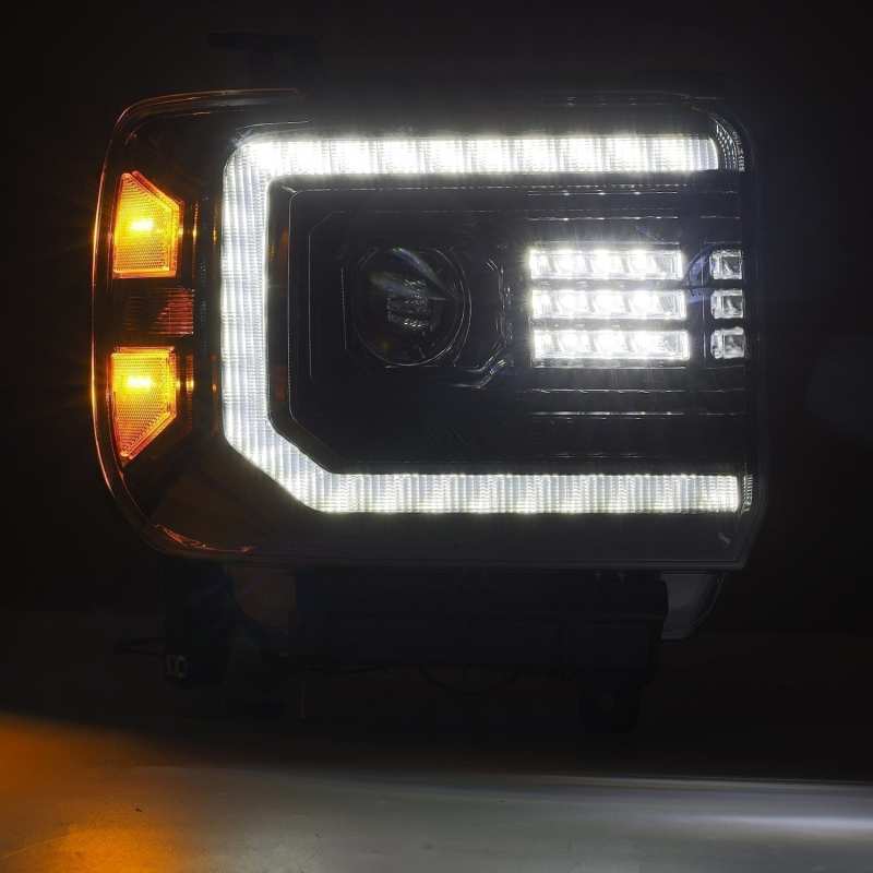 AlphaRex 14-18 GMC Sierra PRO-Series Halogen Projector Headlights Black