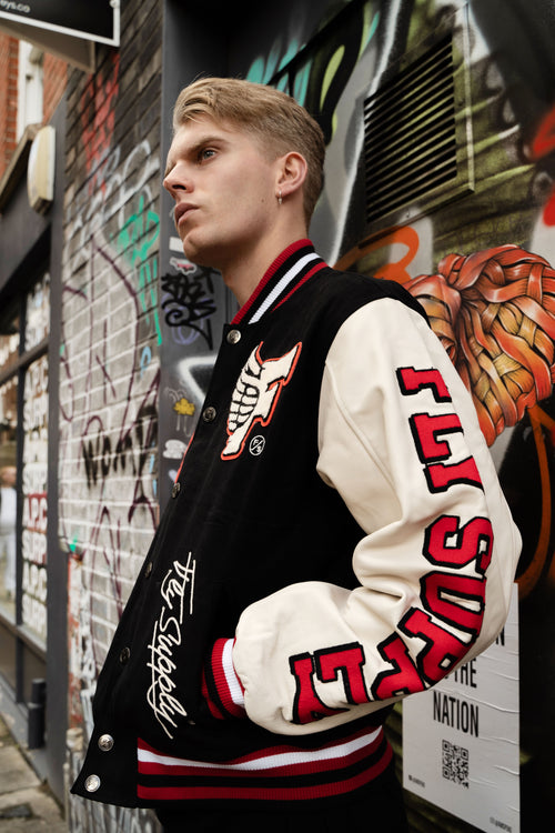 Manifest Varsity Jacket (Black) Fly Supply Co