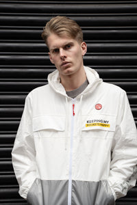 Happy Pockets Windbreaker Zip-Up Jacket (White) Fly Supply Co