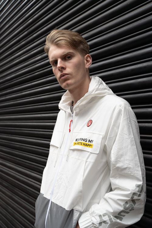 Happy Pockets Windbreaker Zip-Up Jacket (White) Fly Supply Co