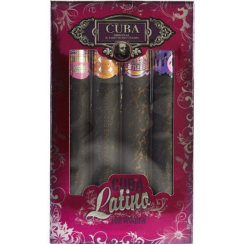 CUBA LATINO VARIETY by Cuba 4 PIECE MINI VARIETY WITH CUBA COPACABANA & CARNAVAL & CACTUS & MAYA & ALL ARE EAU DE PARFUM SPRAY 1.17 OZ EasyOptionXY LLC