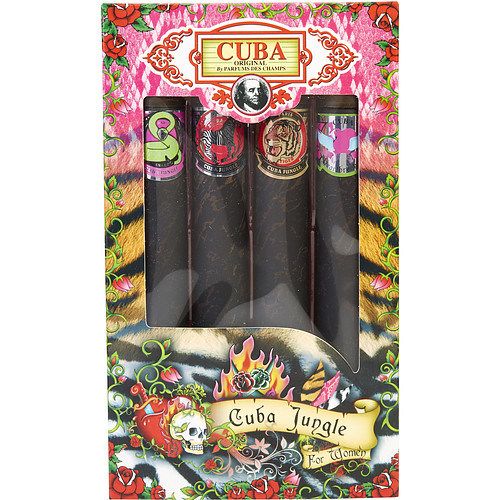 CUBA VARIETY by Cuba 4 PIECE VARIETY WITH- JUNGLE/HEARTBREAKER & TIGER & ZEBRA & SNAKE AND ALL ARE EAU DE PARFUM SPRAY 4 X 1.17 OZ EasyOptionXY LLC