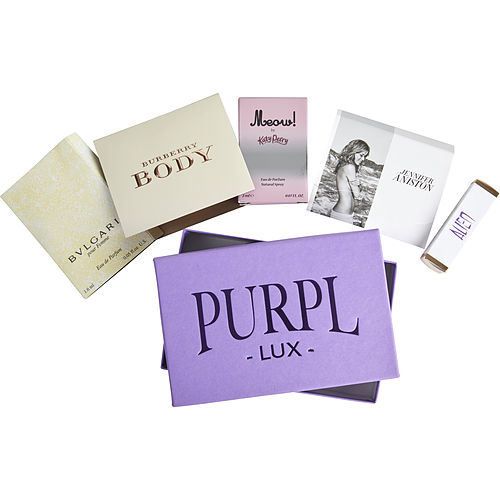PURPL LUX SUBSCRIPTION BOX FOR WOMEN by - $MEOW - $ALIEN - $BURBERRY BODY - $JENNIFER ANISTON - $BVLGARI EasyOptionXY LLC