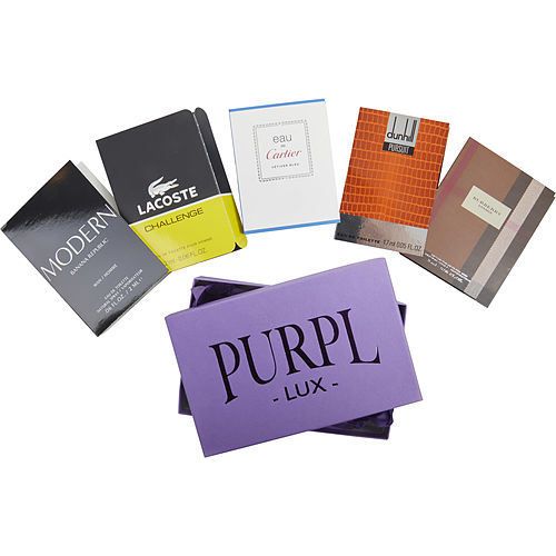 PURPL LUX SUBSCRIPTION BOX FOR MEN by $BURBERRY LONDON - $EAU DE CARTIER VETIVER BLEU - $LACOSTE CHALLENGE - $DUNHILL PURSUIT - $BANANA REPUBLIC MODERN EasyOptionXY LLC