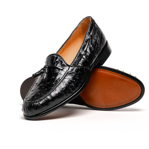 Zelli Italia Zelli Italia 13-581-BLK FRANCO Ostrich Tassel Loafer, Black
