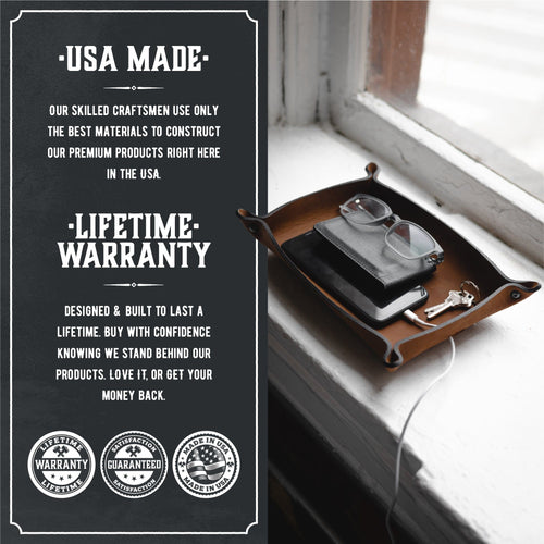 Full Grain Leather Valet Tray / Charging Station Main Street Forge