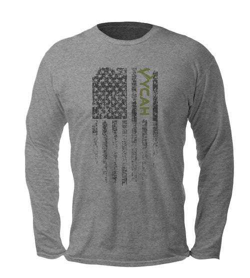 Vycah Vintage Flag Long Sleeve Tee - Gray Vycah