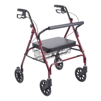 Heavy Duty Bariatric Rollator Rolling Walker with Large Padded Seat, Red RIO Medical Supplies
