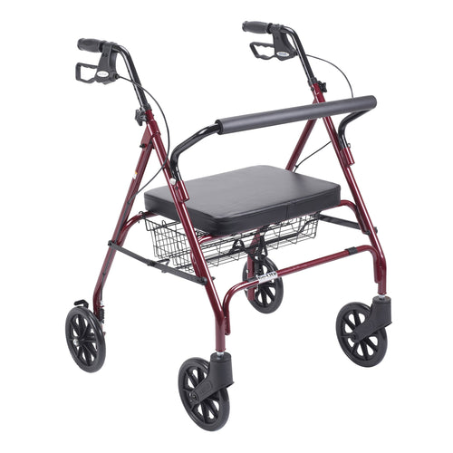 Heavy Duty Bariatric Rollator Rolling Walker with Large Padded Seat, Red RIO Medical Supplies