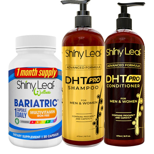 Shiny Leaf Bariatric Multivitamin Iron Free With DHT Pro Shampoo and Conditioner