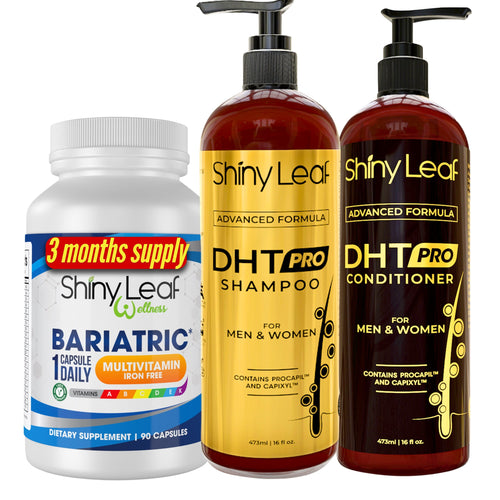 Shiny Leaf Bariatric Multivitamin Iron Free With DHT Pro Shampoo and Conditioner
