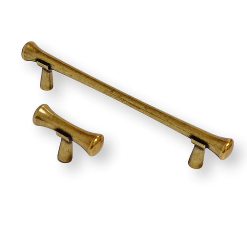 Hourglass "Tuscany" Drawer Pulls and Knobs in Antique Brass Euro • Knobs