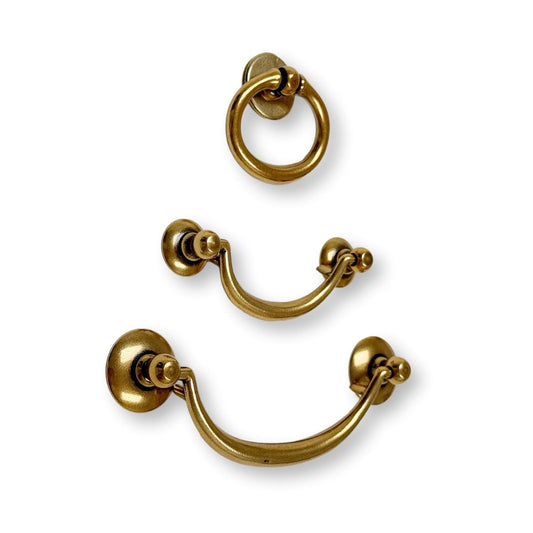 Brass Ring Pulls "Bail" Antique Brass Hardware
