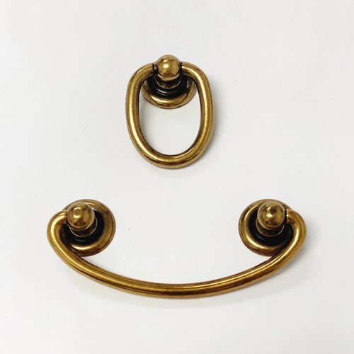 Brass Ring Pulls "Oval" Bail Drawer Pulls Euro • Knobs