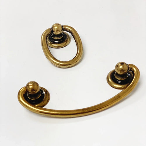 Brass Ring Pulls "Oval" Bail Drawer Pulls Euro • Knobs