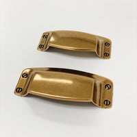 Drawer Cup Pull "Tuscany" in Antique Brass - Brass Cabinet Hardware Euro • Knobs