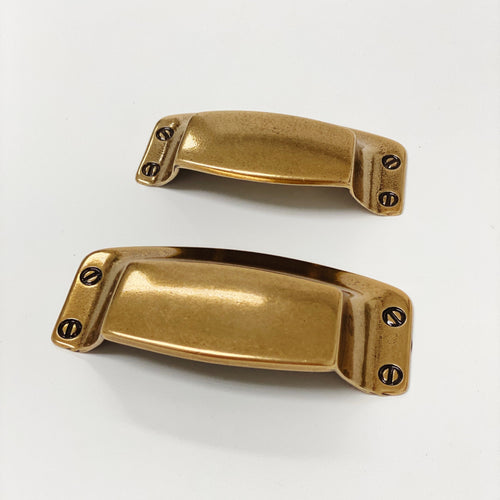 Drawer Cup Pull "Tuscany" in Antique Brass - Brass Cabinet Hardware Euro • Knobs