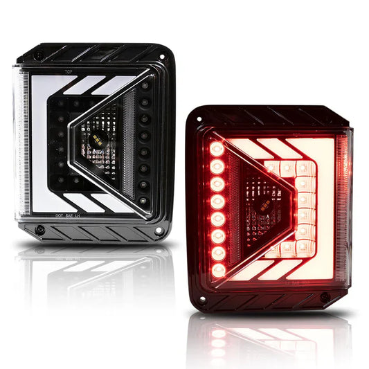 Winjet 2007-2018 Jeep Wrangler JK LED Tail Lights Replacement - Matte Black/Clear